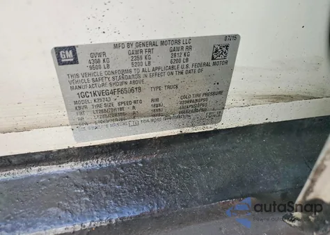 2015 Chevrolet Silverado K2500 Heavy Duty Lt z USA, uszkodzony, nr VIN 1GC1KVEG4FF650618